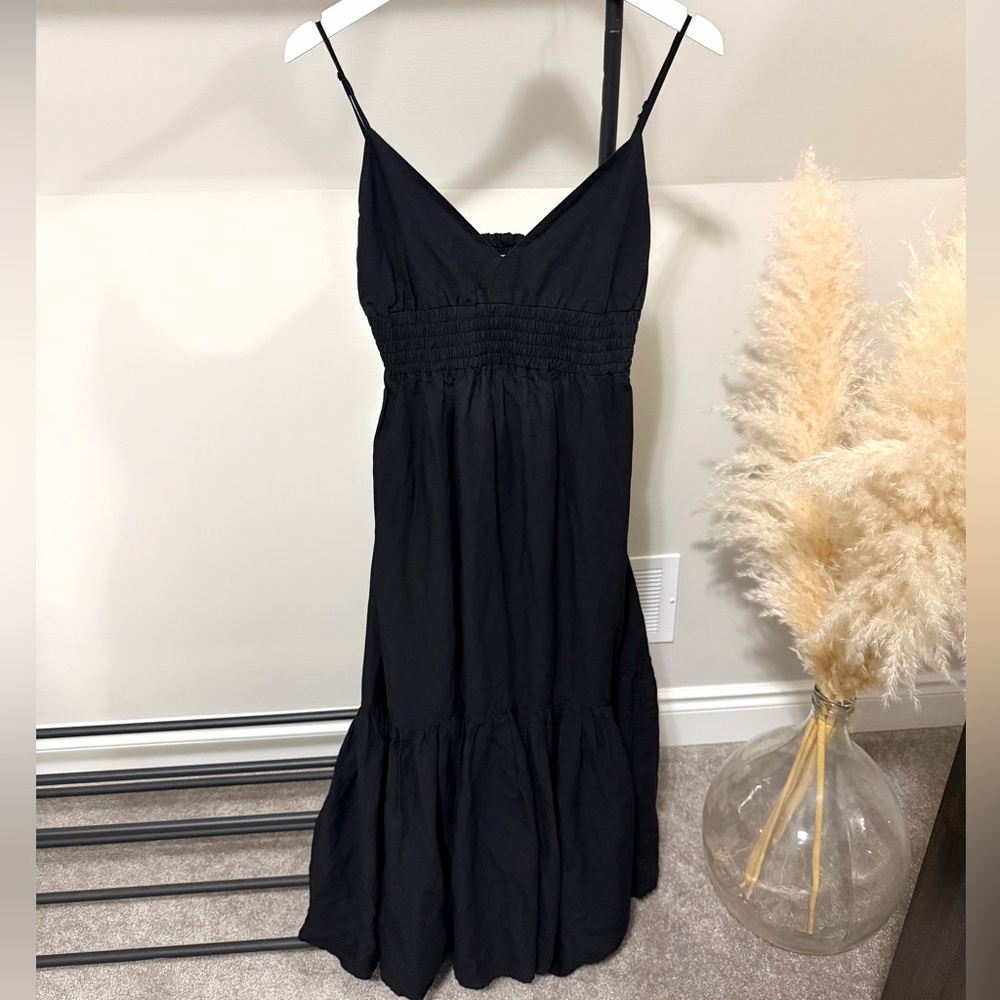 Hudson North Black Smocked Maxi Dress